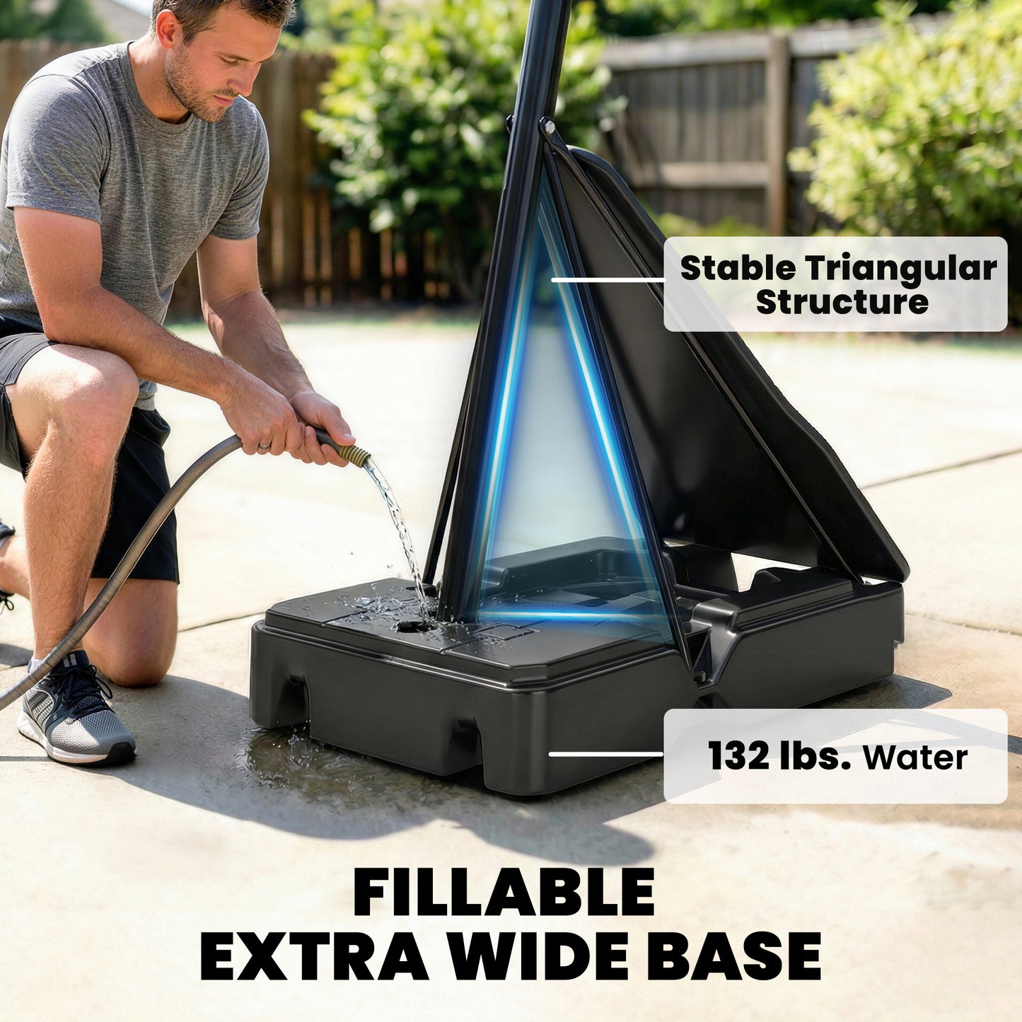 Soozier Portable Basketball Hoop Height Adjustable 8-10 Ft with 47" Shatterproof Backboard, Shock Absorbent Rim, Fillabl
