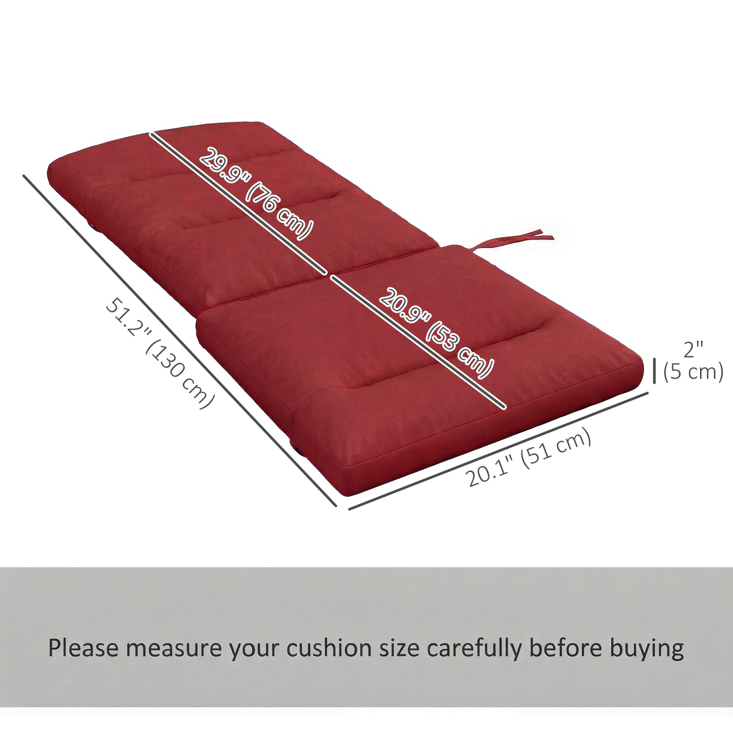 Patio Chair Cushion for Adirondack Chairs Replacement Cushion with Back and Ties, Wine Red