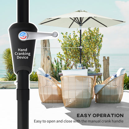 Patio Sun Umbrella, Outdoor Parasol with 6 Ribs, Cream White