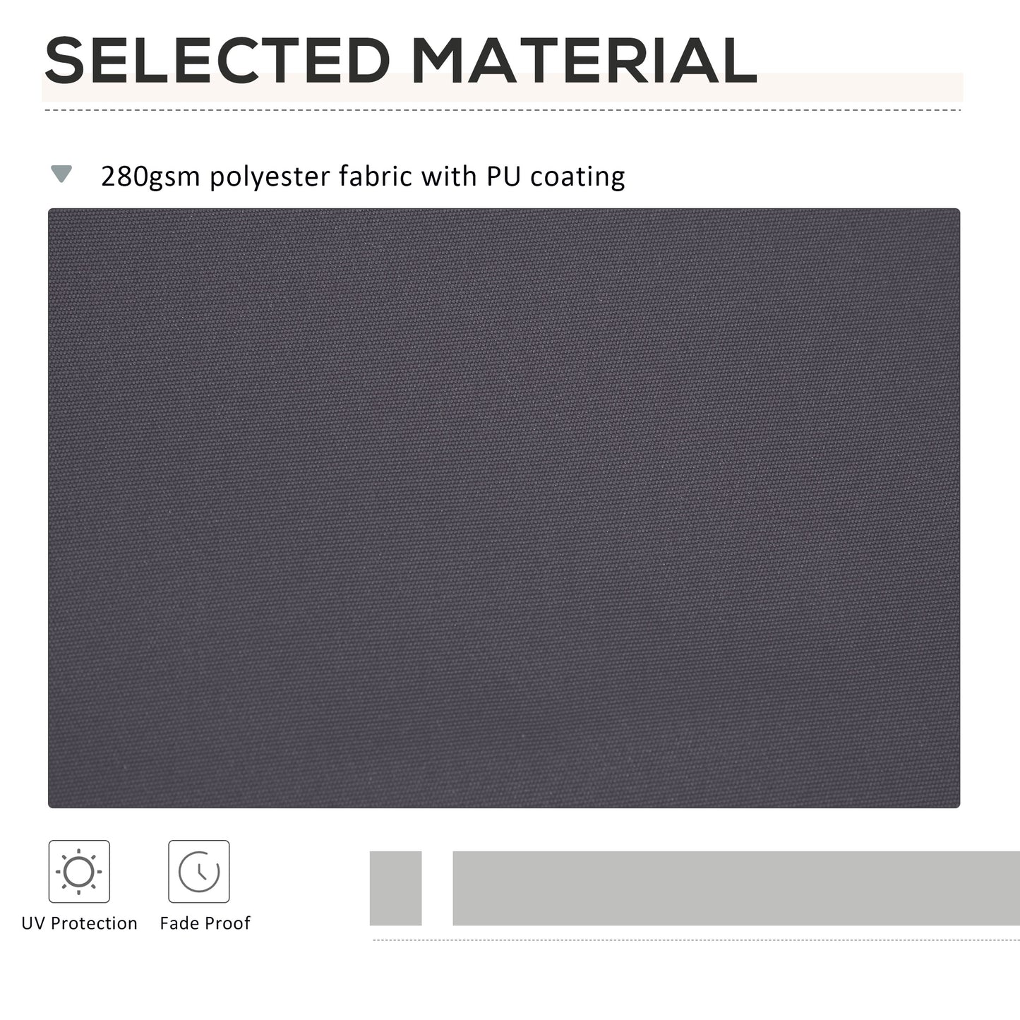 11' x 10' Retractable Awning Fabric Replacement Outdoor Sunshade Canopy Awning Cover, UV Protection, Grey