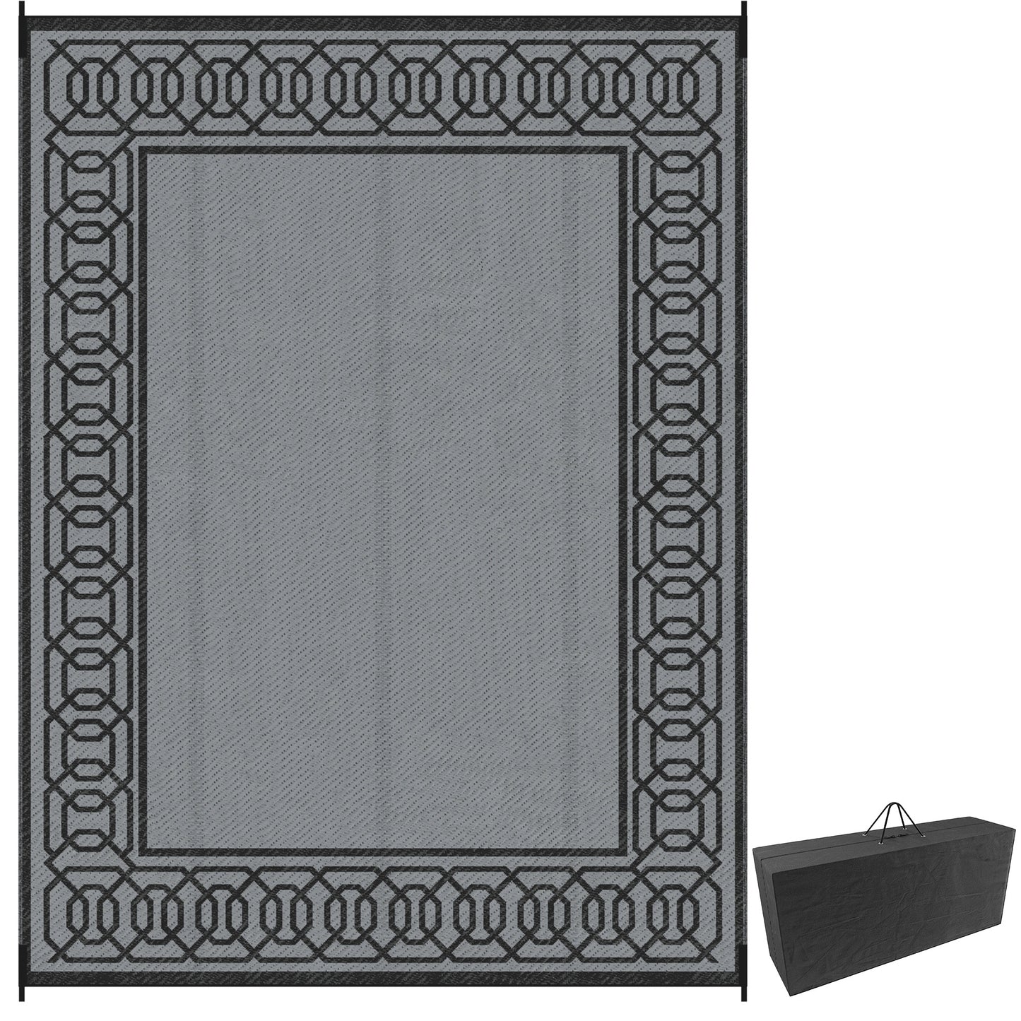 Portable Outdoor Rug with Carrying Bag, 9' x 12' Reversible Mat, Waterproof Plastic Straw RV Rug for Backyard, Deck, Pic