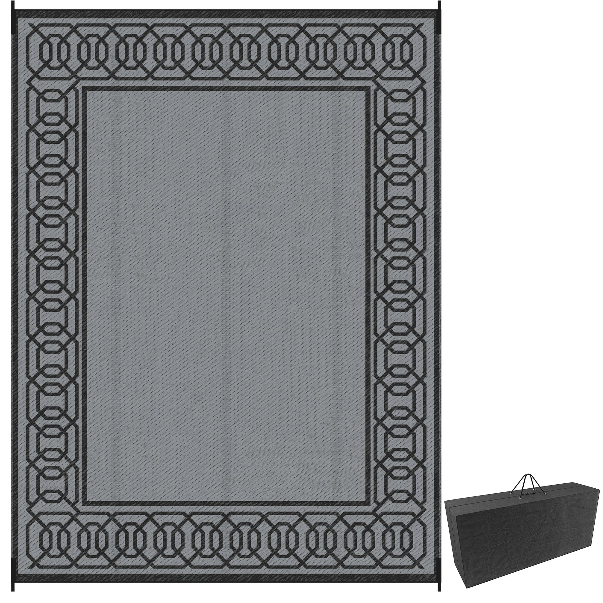 Portable Outdoor Rug with Carrying Bag, 9' x 12' Reversible Mat, Waterproof Plastic Straw RV Rug for Backyard, Deck, Pic