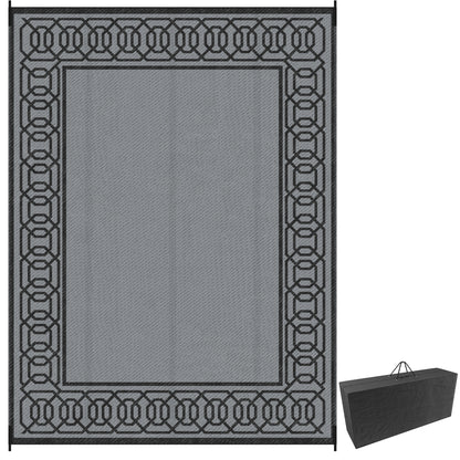 Portable Outdoor Rug with Carrying Bag, 9' x 12' Reversible Mat, Waterproof Plastic Straw RV Rug for Backyard, Deck, Pic