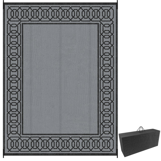 Portable Outdoor Rug with Carrying Bag, 9' x 12' Reversible Mat, Waterproof Plastic Straw RV Rug for Backyard, Deck, Pic