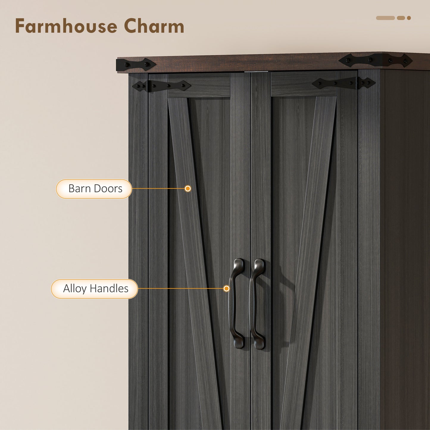 72" Pantry Cabinet, Farmhouse Freestanding Kitchen Storage Cabinet with Adjustable Shelves for Dining Room, Black