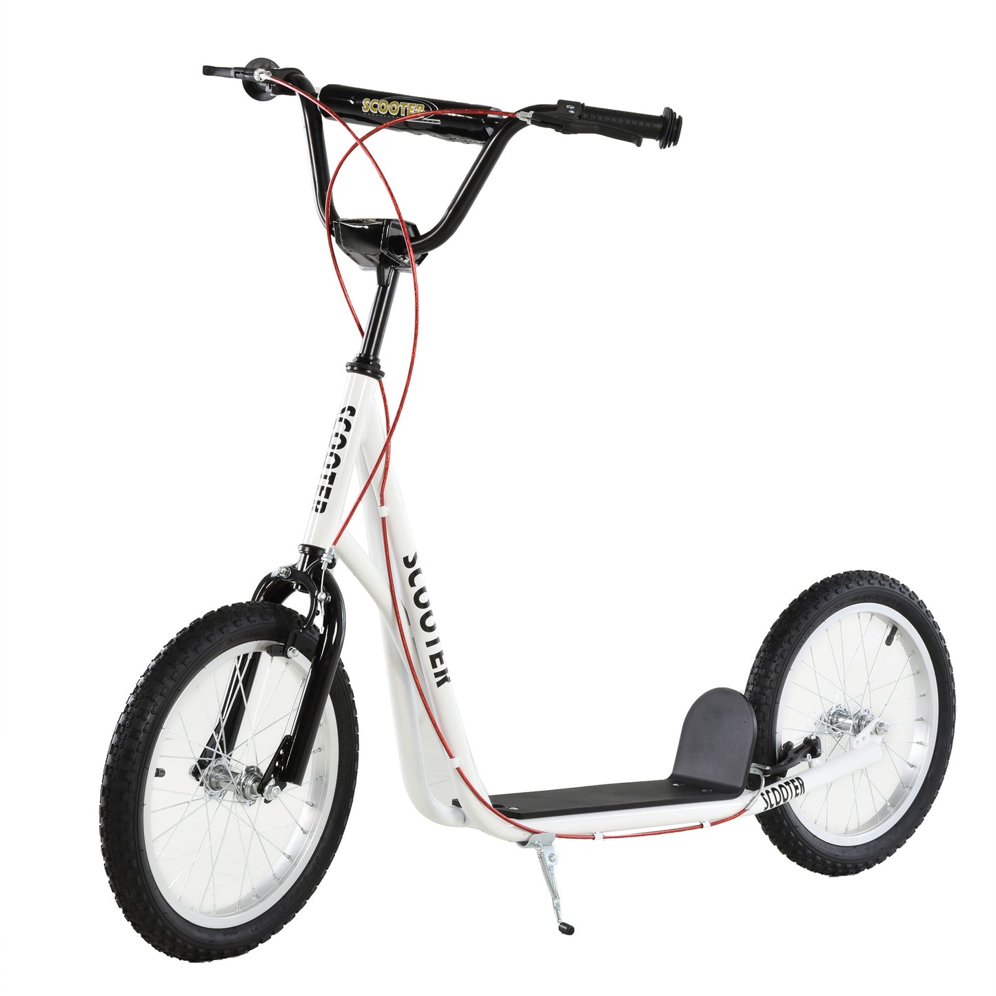 VarietyKart Kids Kick Scooter for 5+ Year Old, Kids Ride on Toy w/ 16'' Inflatable Wheel Dual Brakes, White