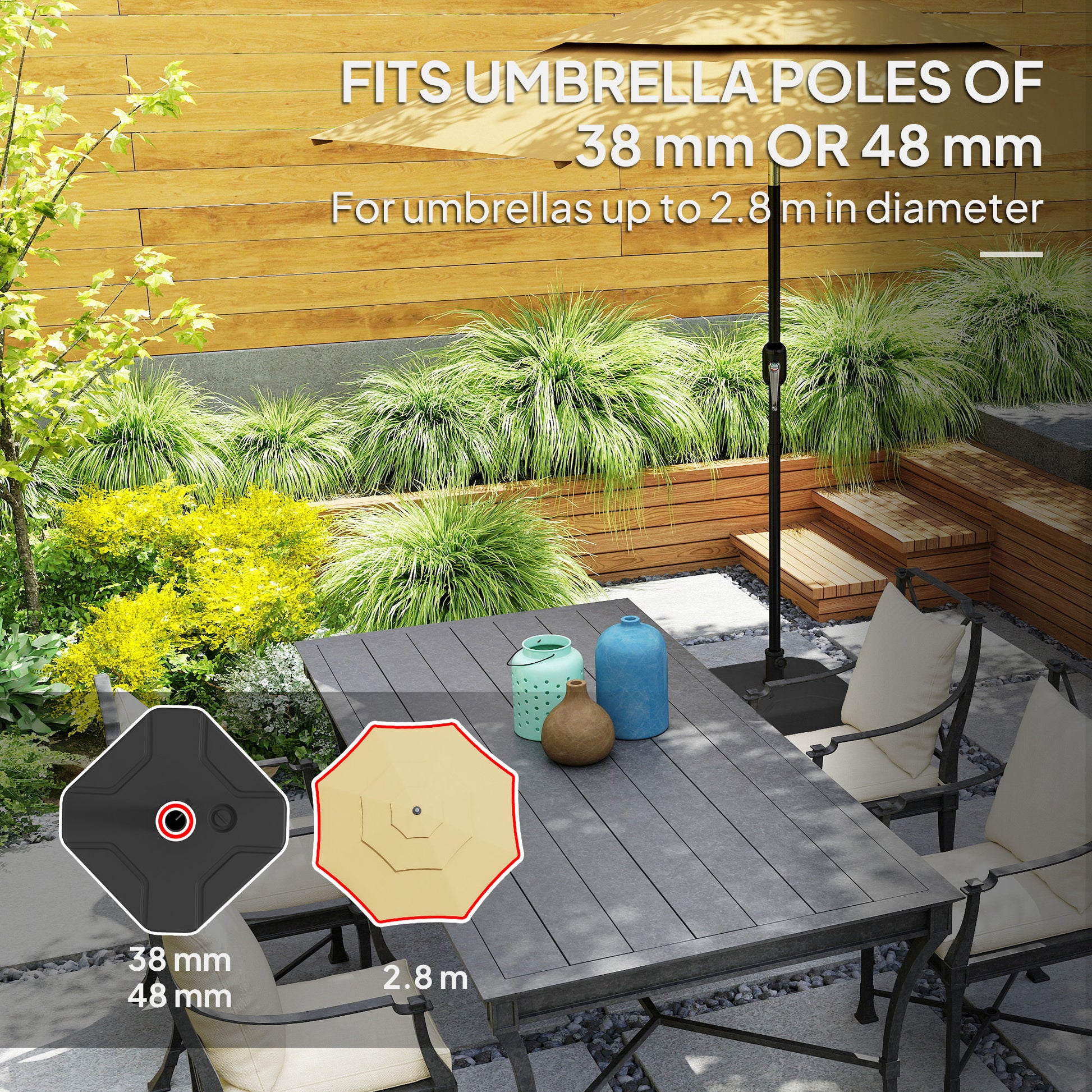 Square Patio Umbrella Base Holder, Outdoor Umbrella Stand, 17.7" L x 17.7" W x 9.8" H Black