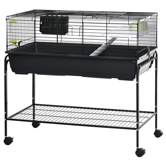 Small Animal Cage Deluxe Pet Habitat Rolling Rabbit Hutch for Bunny Guinea Pig Pet Mink Chinchilla