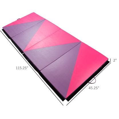 Soozier 4'x10'x2" Folding Gymnastics Tumbling Mat, Exercise Mat  with Carrying Handles for Yoga, MMA, Martial Arts, Stre