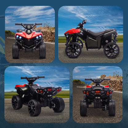 Qaba 6V Kids ATV, 4 Wheeler Electric Ride on Car with Music and LED Headlights, for Ages 37-72 Months Boys and Girls, Re