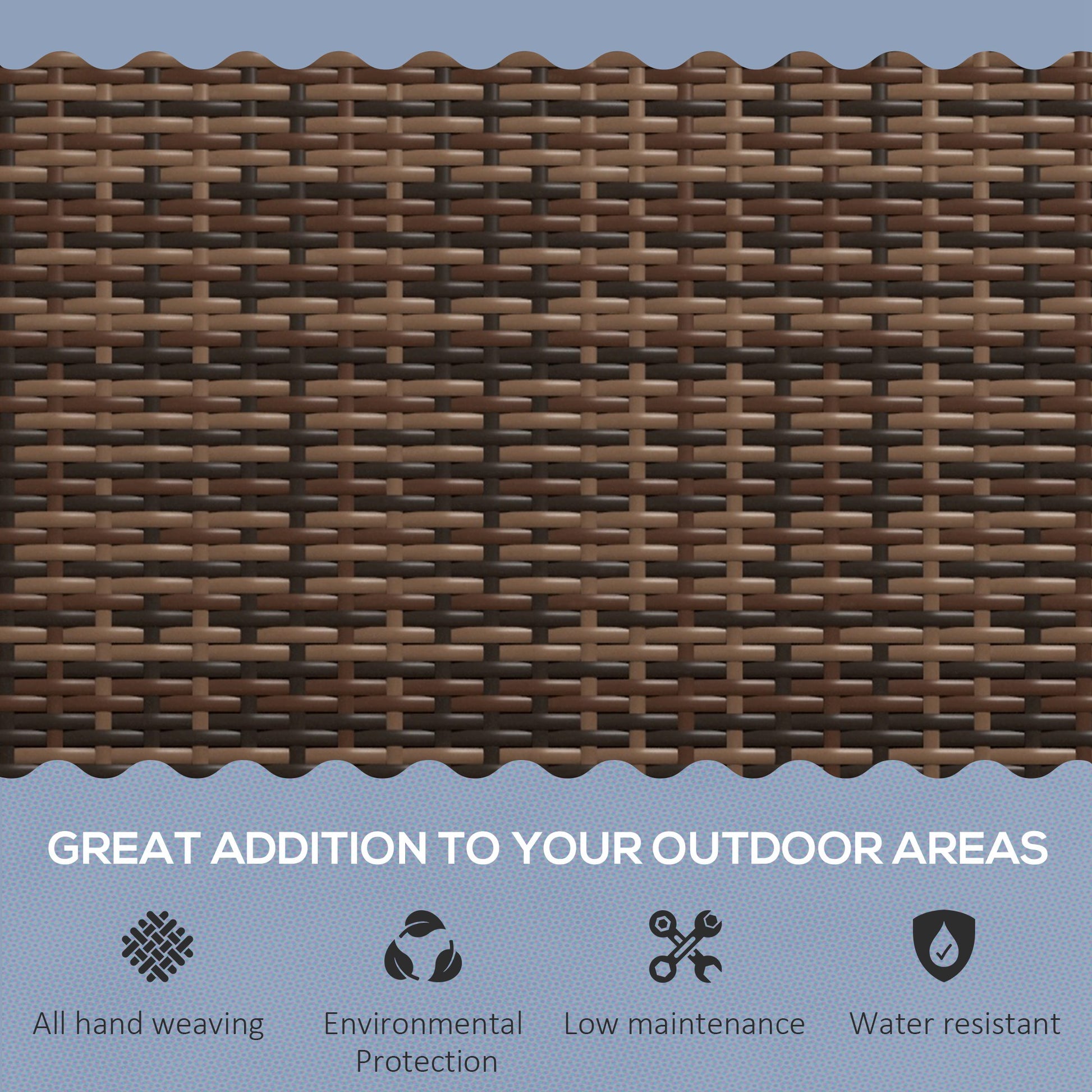 Rattan Wicker Loveseat Garden Furniture Leisure Chair with Armrests Brown