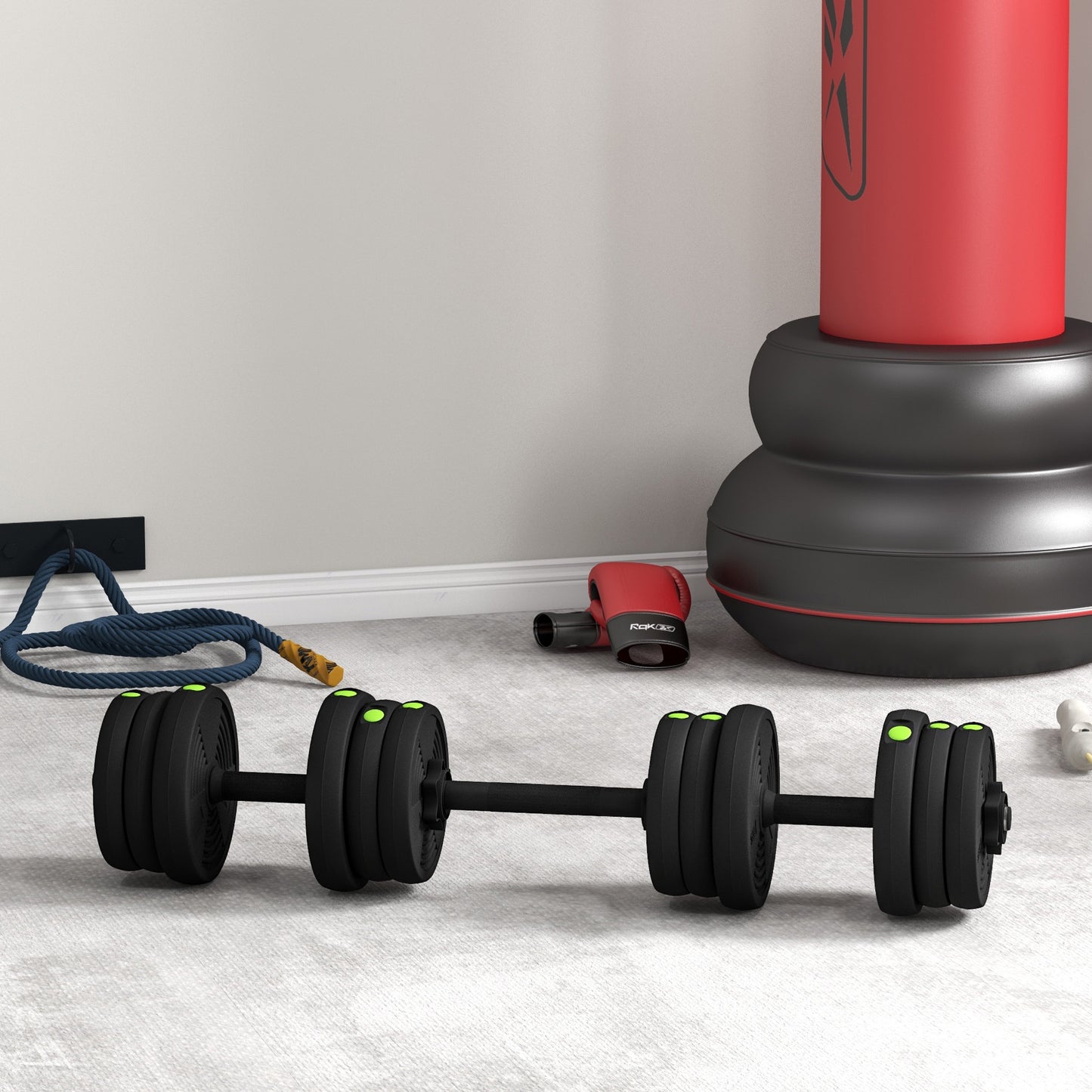 Soozier 44LBS 2-in-1 Adjustable Barbell & Dumbbells Set, Weights Set with Non-slip Handles for Men and Women Home Gym Tr