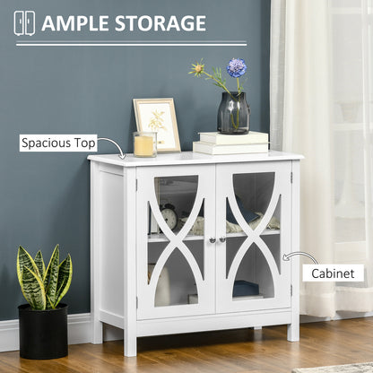 Kitchen Sideboard, Glass Door Buffet Cabinet, Bathroom Storage Cabinet with Adjustable Storage Shelf for Dining Room, Li