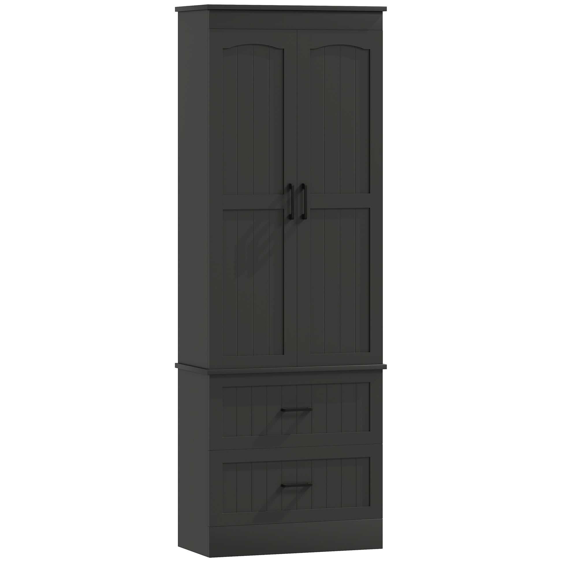 Tall Pantry Cabinet, 67" Kitchen Storage Cabinet with Adjustable Shelves and 2 Drawers for Kitchen, Dining Room, Black
