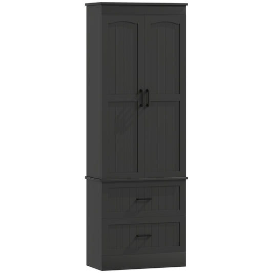 Tall Pantry Cabinet, 67" Kitchen Storage Cabinet with Adjustable Shelves and 2 Drawers for Kitchen, Dining Room, Black