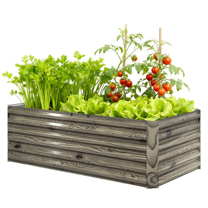 6' x 3' x 2' Raised Garden Bed, Galvanized Planter Box for Growing Flowers, Herbs and Vegetables, Light Wood Effect