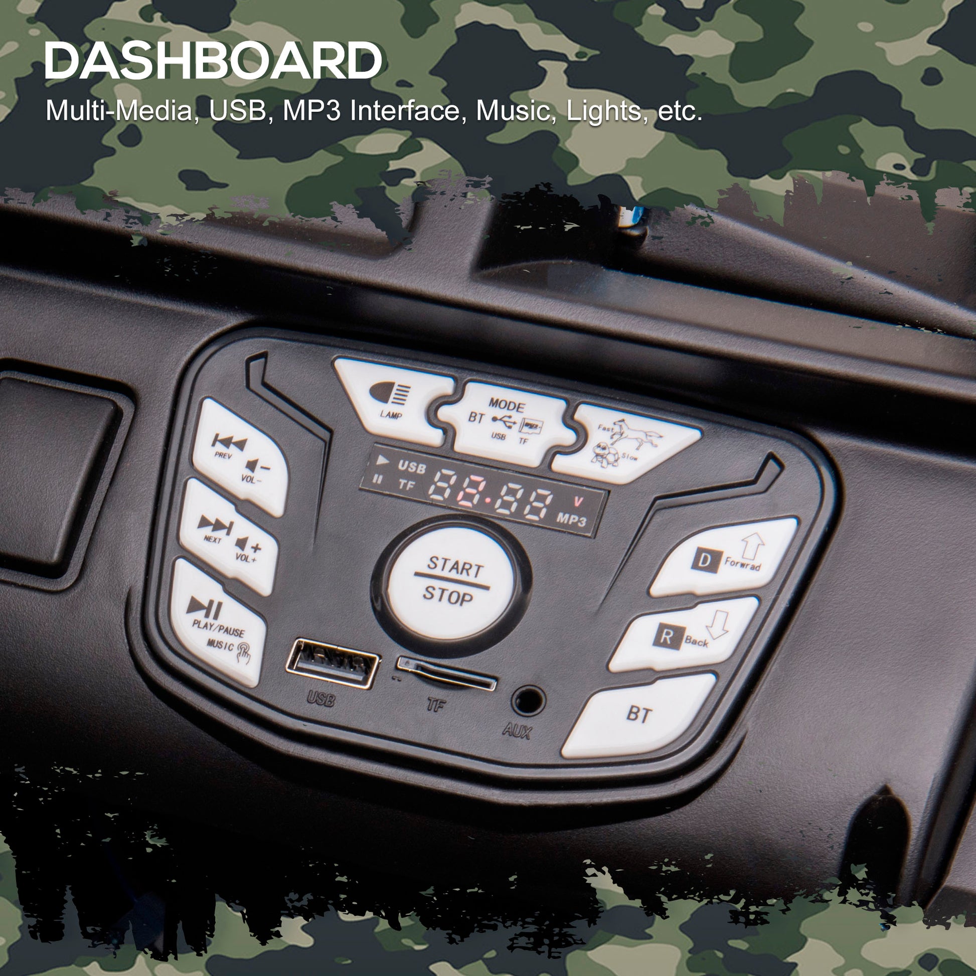VarietyKart 12V Battery-powered Kids Jeep Ride On Police Car with Parental Remote Camouflage
