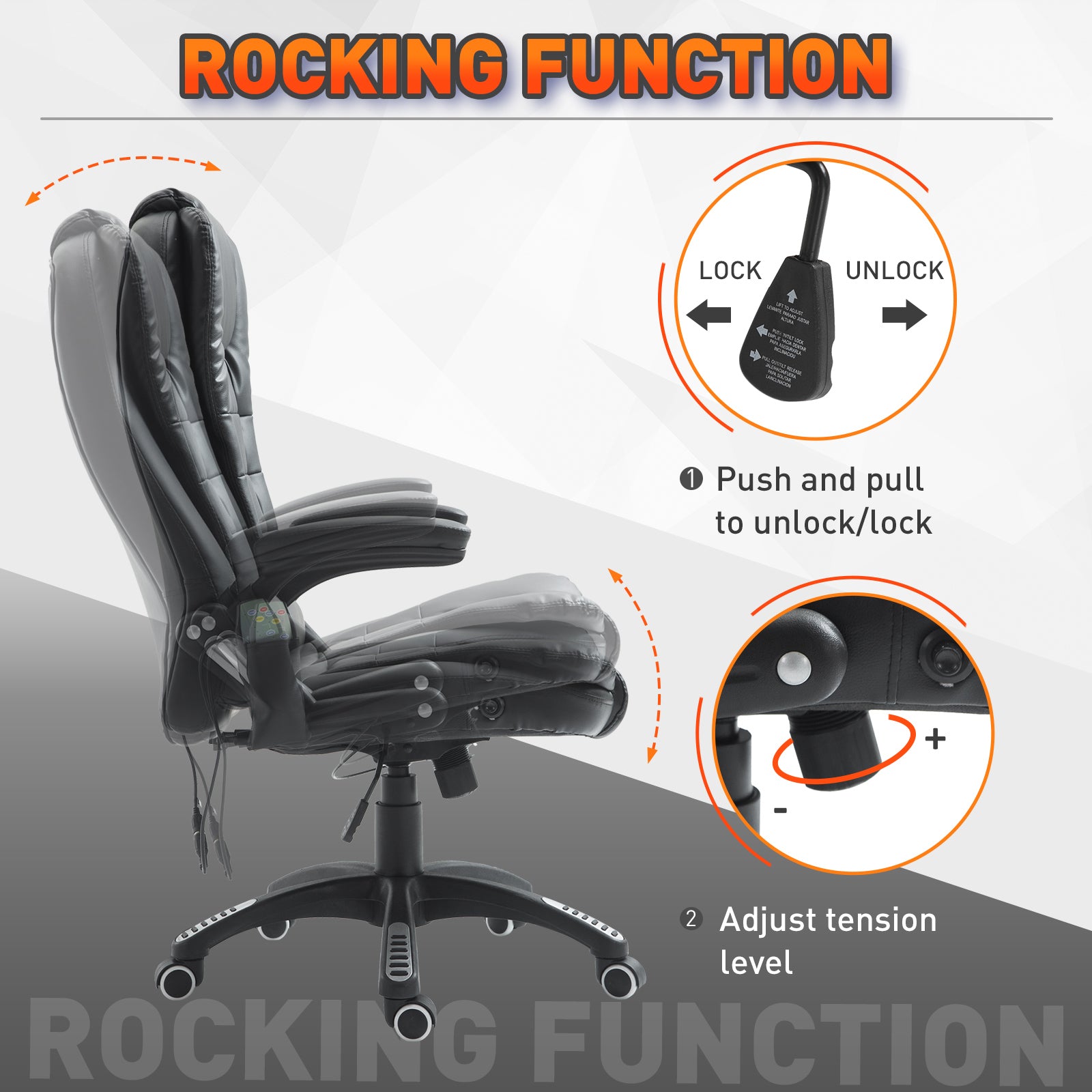 Executive Office Chairs Heated Massage High Back Reclining Office Chair Swivel Leather Adjustable Vibrating Furniture Bl