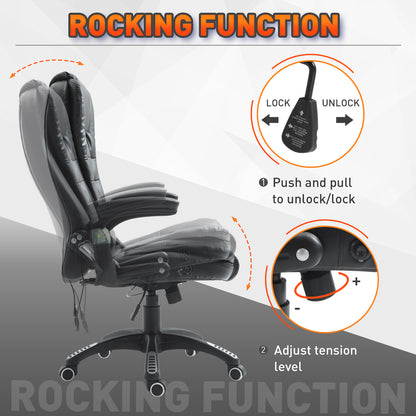 Executive Office Chairs Heated Massage High Back Reclining Office Chair Swivel Leather Adjustable Vibrating Furniture Bl
