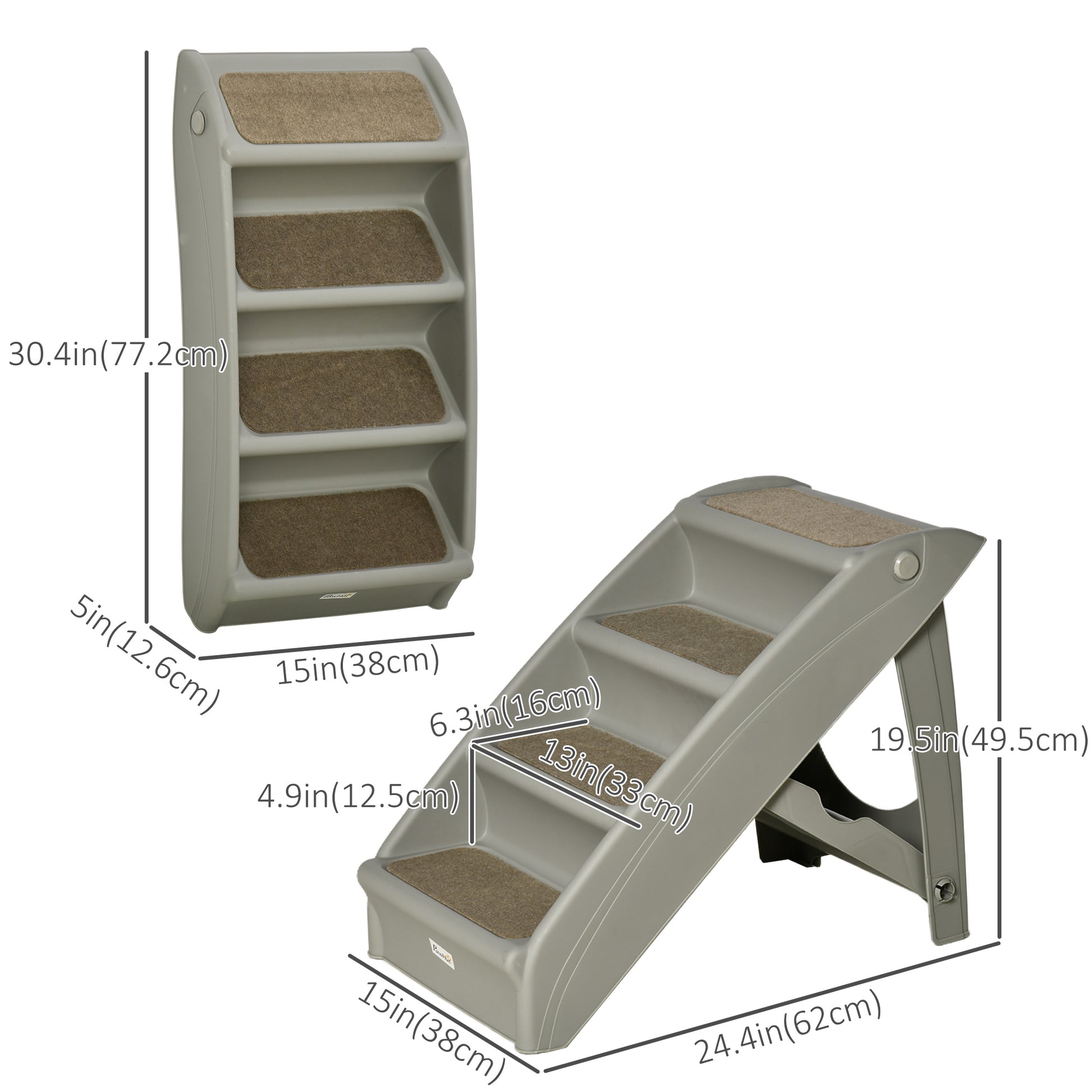 4-Level Portable Dog Stairs, Foldable Dog Steps for Small Dogs, Lightweight Cat Steps, with Nonslip Soft Mats, for High 