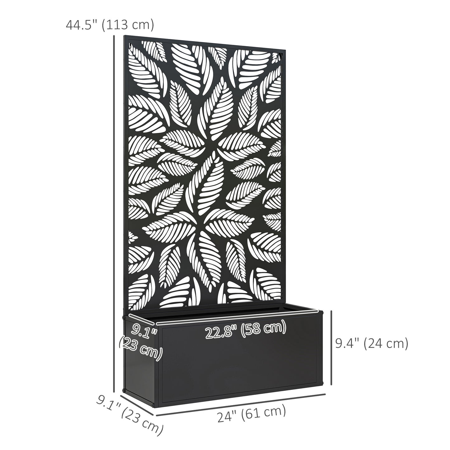 Metal Raised Garden Bed with Privacy Panel, Freestanding or Wall Mounted Outdoor Planter Box for Garden, Patio