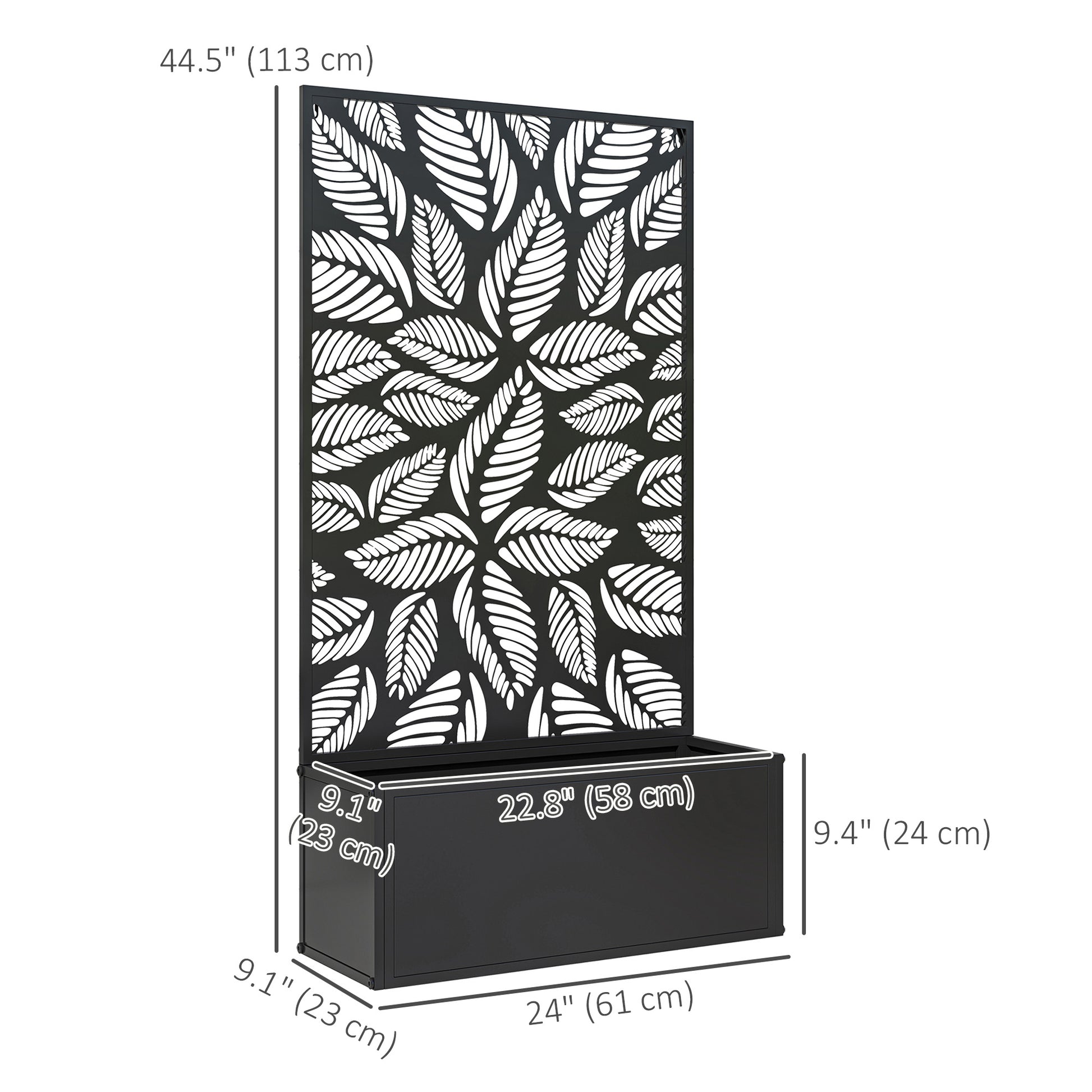 Metal Raised Garden Bed with Privacy Panel, Freestanding or Wall Mounted Outdoor Planter Box for Garden, Patio