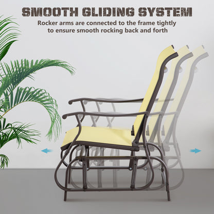 Outdoor Glider Chair, Patio Glider with Steel Frame and Mesh Fabric, Outdoor Chair for Backyard, Garden, Porch, Beige