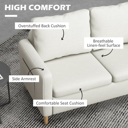 56" 2 Seat Sofa, Modern Love Seats Furniture, Upholstered 2 Seater Couch with Side Pockets, Solid Wood Frame, White
