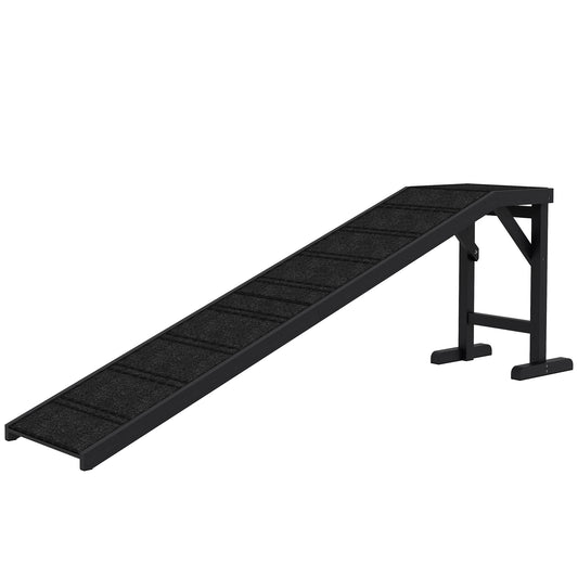 Pet Ramp Bed Steps for Dogs Cats Non-slip Carpet Top Platform Pine Wood 74"L x 16"W x 25"H Black