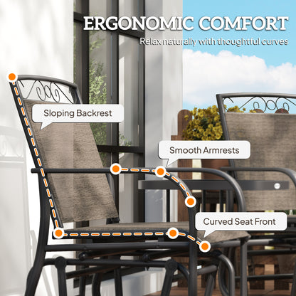 Outdoor Glider Bench with Coffee Table, Patio 2-Seat Rocking Chair Swing Loveseat with Breathable Sling for Backyard Gar