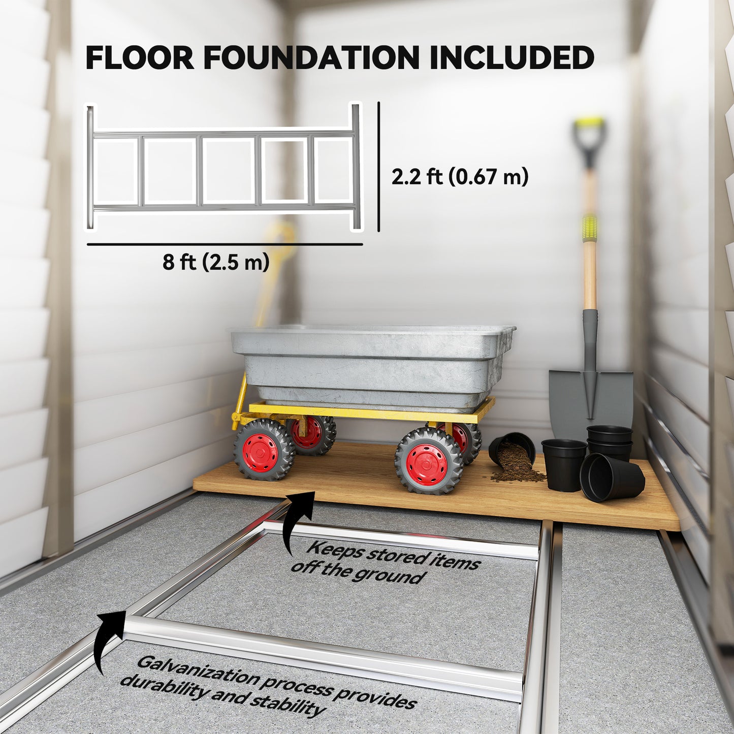 4.6' x 9' Steel Outdoor Storage Shed, Lean to Shed, Metal Tool House with Foundation Kit, Lockable Doors, Gloves and 2 A