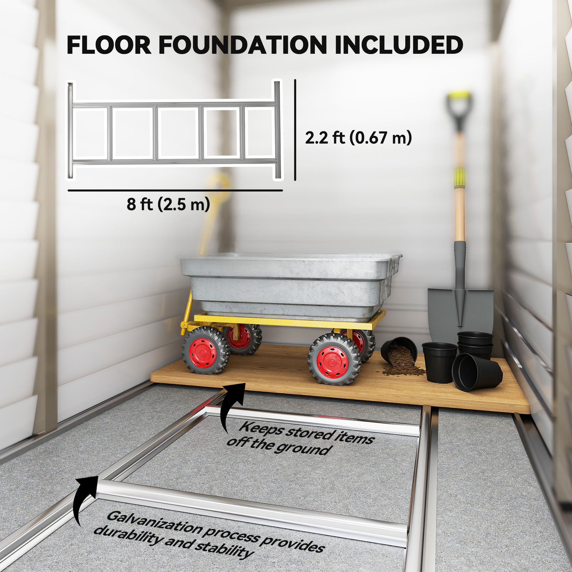 4.6' x 9' Steel Outdoor Storage Shed, Lean to Shed, Metal Tool House with Foundation Kit, Lockable Doors, Gloves and 2 A