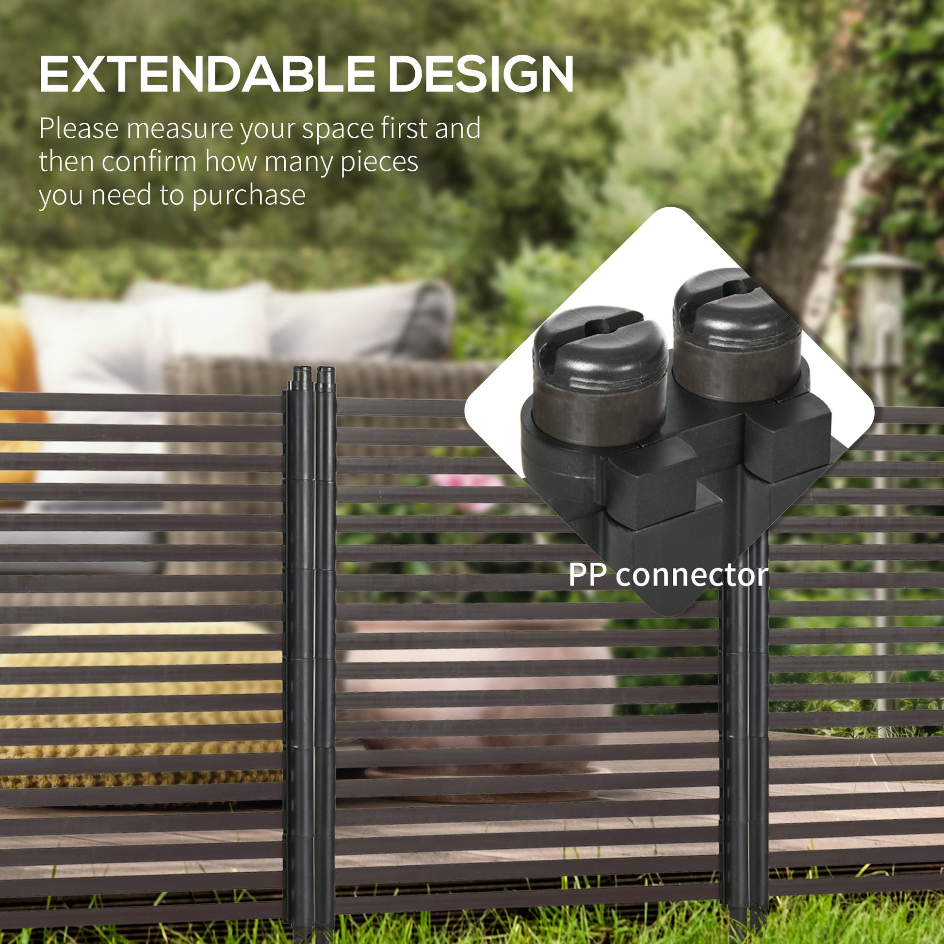 4 FT Outdoor Privacy Screen with 2 Standing Ways for Hard & Soft Ground, Decorative Outdoor Divider, Metal Animal Barrie