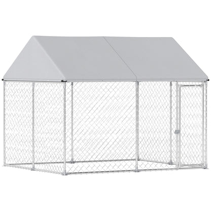 Heavy Duty Galvanized Steel Outdoor Dog Kennel with Waterproof Roof, Safety Lockable Latch System, 9.2' x 7.5' x 7.2'