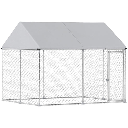 Heavy Duty Galvanized Steel Outdoor Dog Kennel with Waterproof Roof, Safety Lockable Latch System, 9.2' x 7.5' x 7.2'