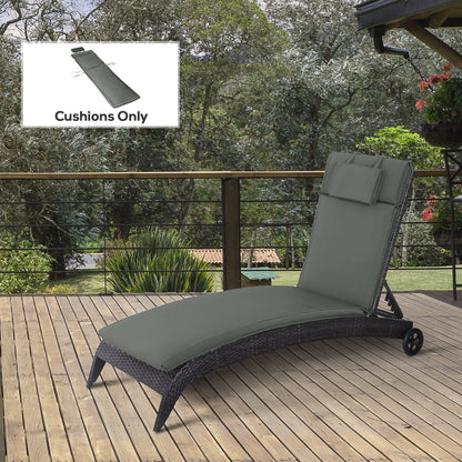 Garden Lounger Chair Cushion Replacement, Deep Seat Patio Cushions with Thick Padded, Headrest, Removable Cover, Cushion