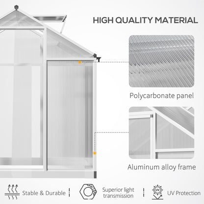 4' x 6.2' x 6.4' Walk-in Garden Greenhouse, Polycarbonate Panels Plants Flower Growth Shed, Cold Aluminum Frame Outdoor 