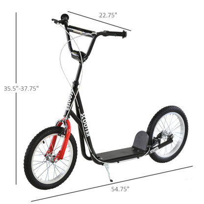 VarietyKart Kids Kick Scooter for 5+ Year Old, Kids Ride on Toy w/ 16'' Inflatable Wheel Dual Brakes, Black