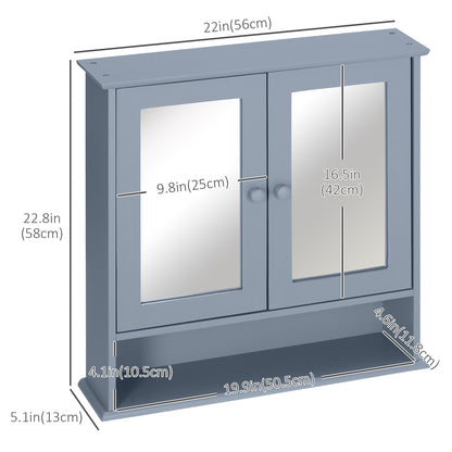 Medicine Cabinet, Wall-Mounted Bathroom Mirror Cabinet with Double Doors, Open Shelf, and Adjustable Shelf, Modern Bathr