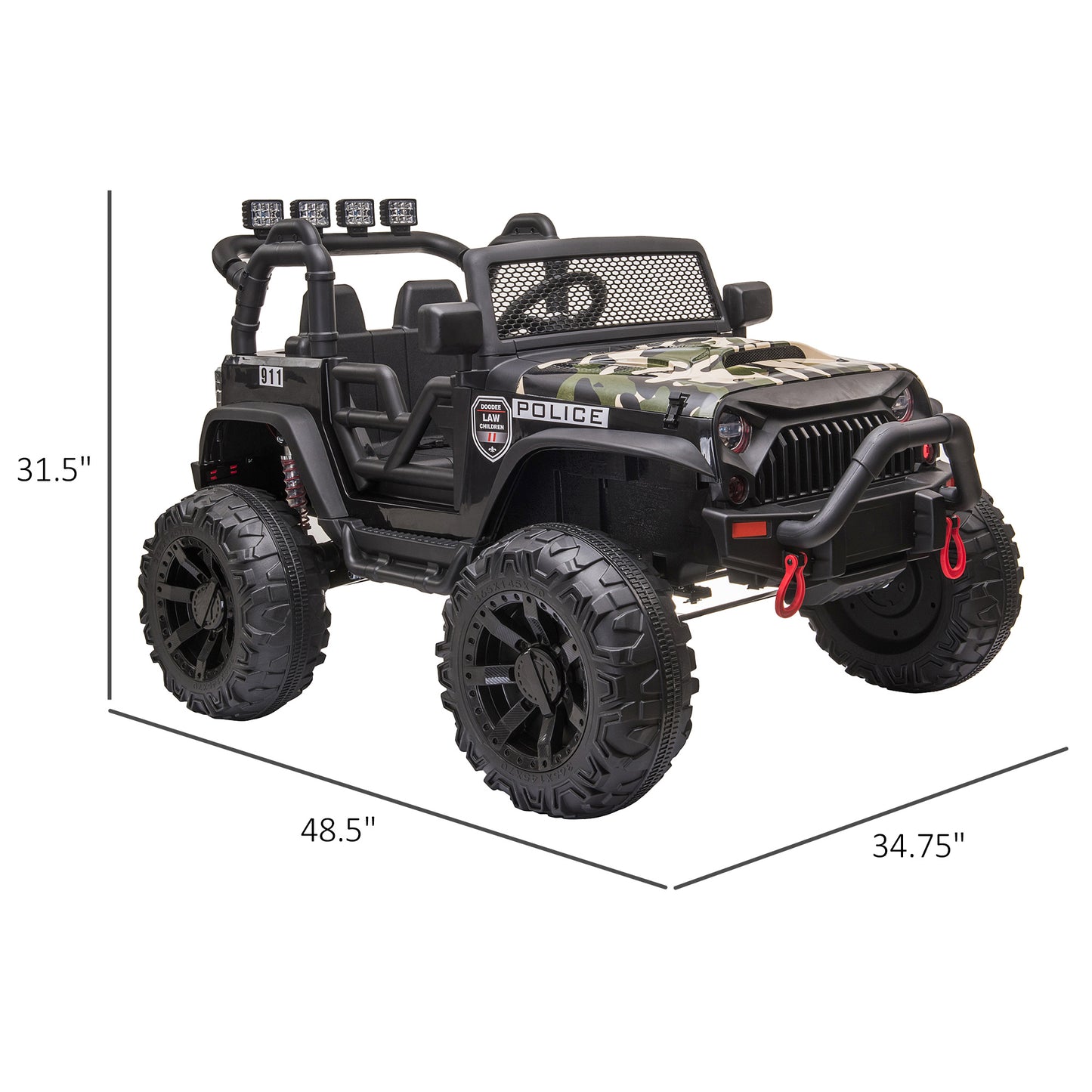 VarietyKart 12V Battery-powered Kids Jeep Ride On Police Car with Parental Remote Camouflage