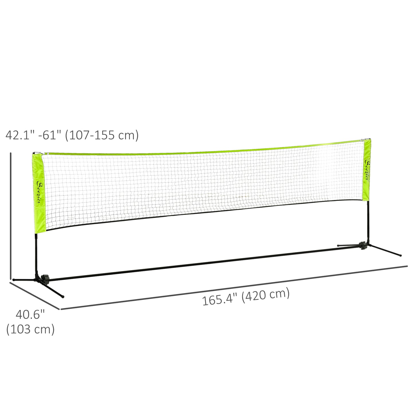 Soozier 14ft Badminton Net, Height Adjustable Outdoor Sports Net with Carry Bag, for Tennis, Pickleball and Volleyball, 