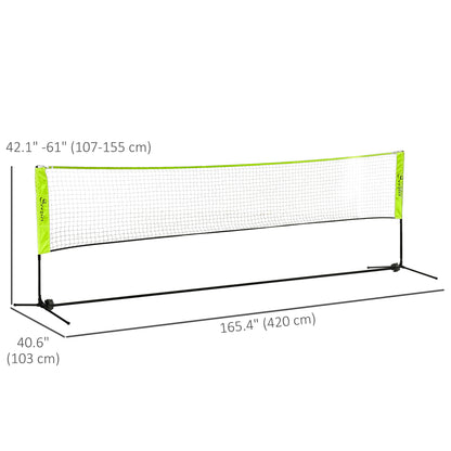 Soozier 14ft Badminton Net, Height Adjustable Outdoor Sports Net with Carry Bag, for Tennis, Pickleball and Volleyball, 