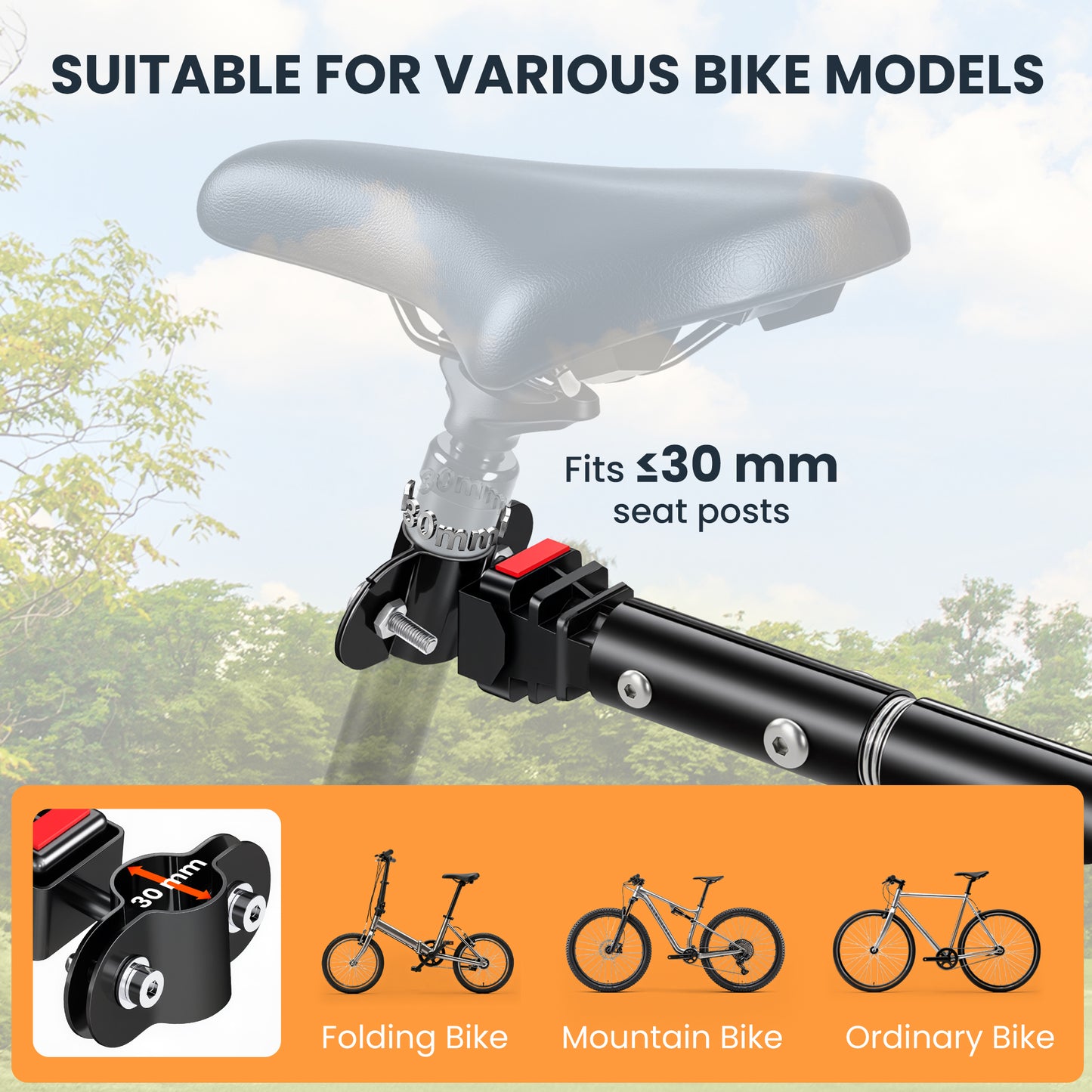 VarietyKart Folding Bicycle Cargo Trailer Utility Bike Cart Carrier Garden Patio Tool with Hitch Black