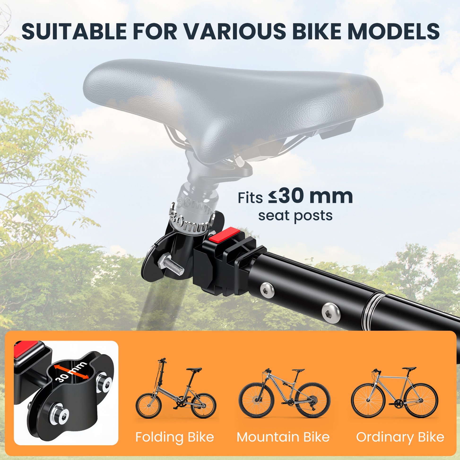 VarietyKart Folding Bicycle Cargo Trailer Utility Bike Cart Carrier Garden Patio Tool with Hitch Black