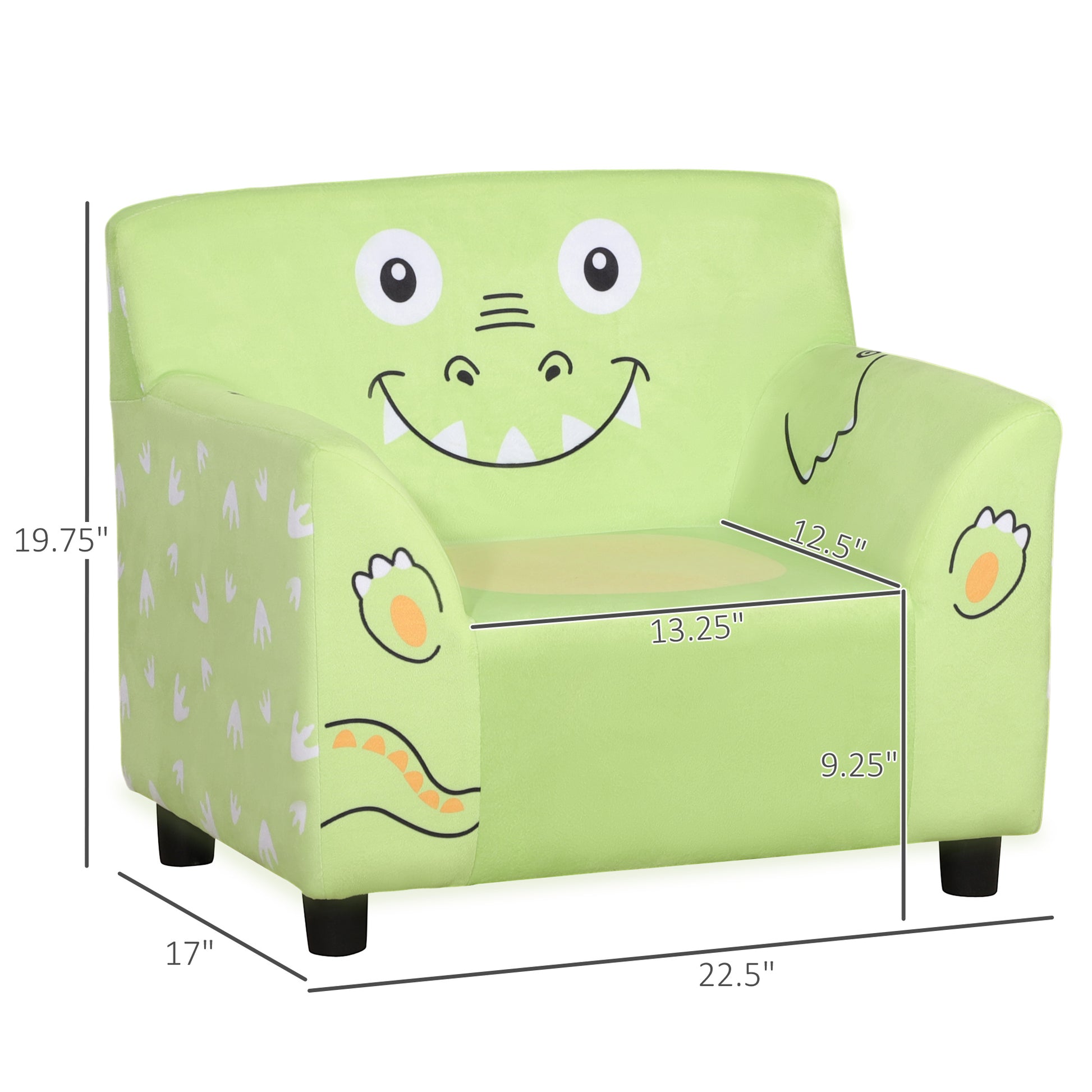Qaba Kids Sofa, Armrest Chair for Preschool, Toddler Couch for Kids Room, Kindergarten with Cute Animal Print, Super-sof