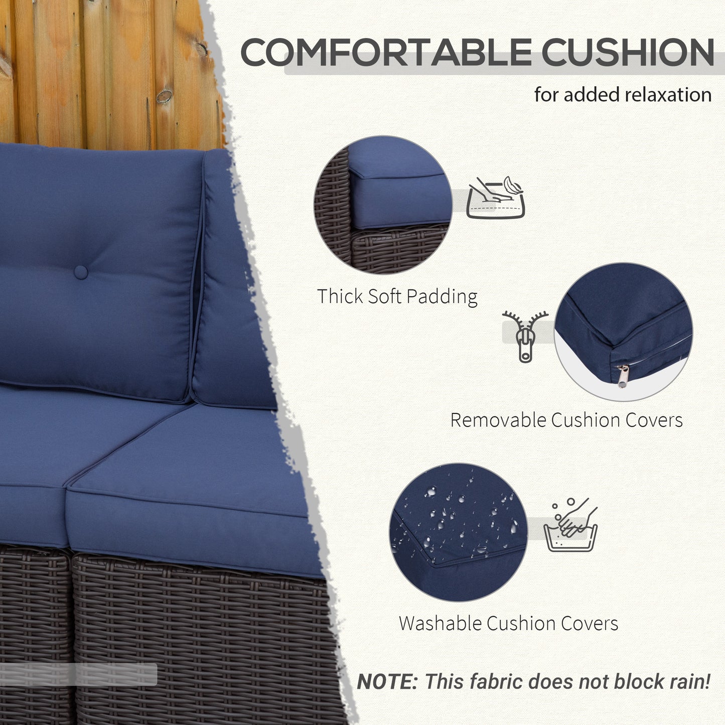 2 Pieces Patio Furniture Set Outdoor Loveseat Wicker Corner Sofa Set Outdoor Freely Combination PE Rattan Furniture, W/ 