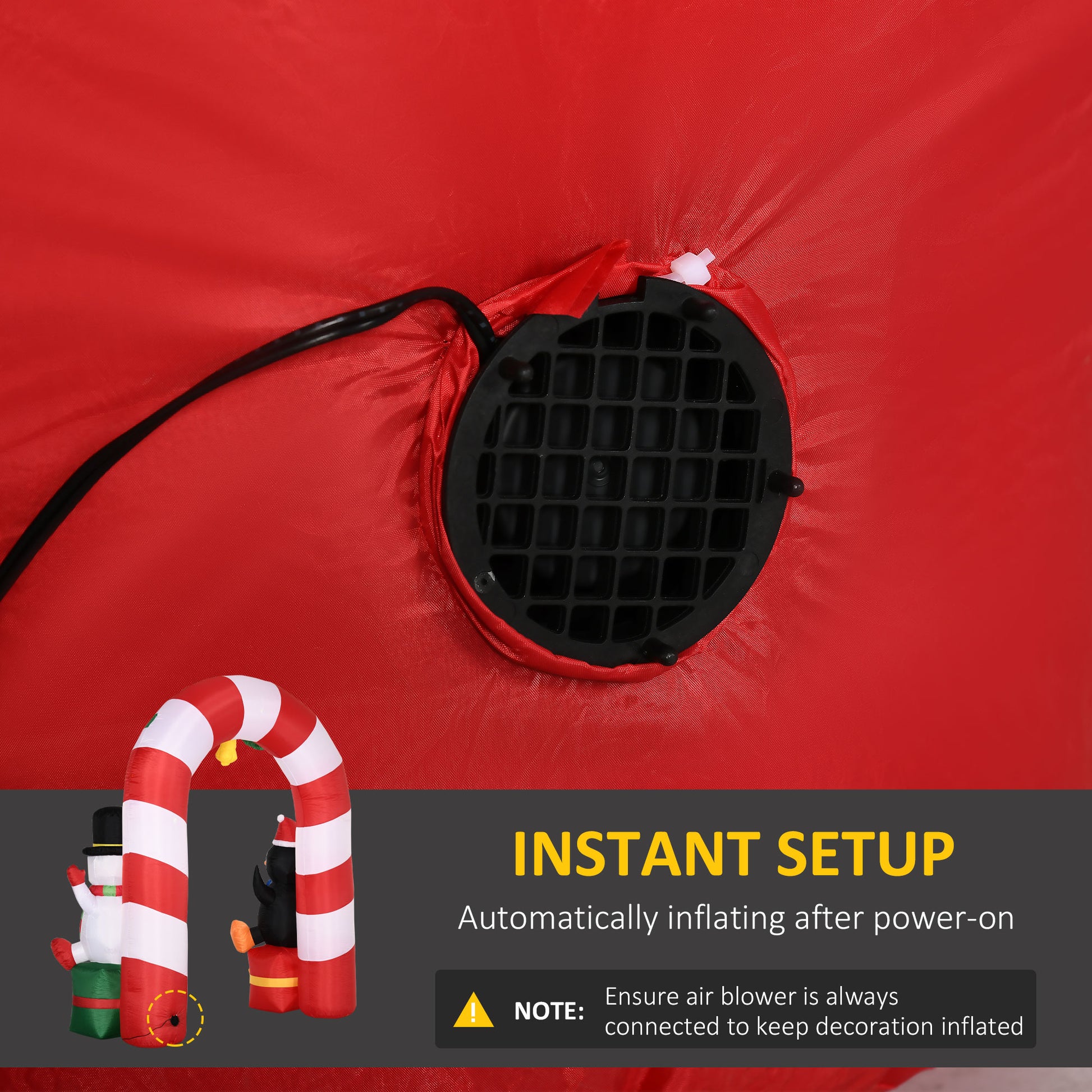 9ft Christmas Inflatable Candy Cane Archway with Penguin Snowman Sit on Gift Box, Blow-Up Outdoor LED Yard Display for L