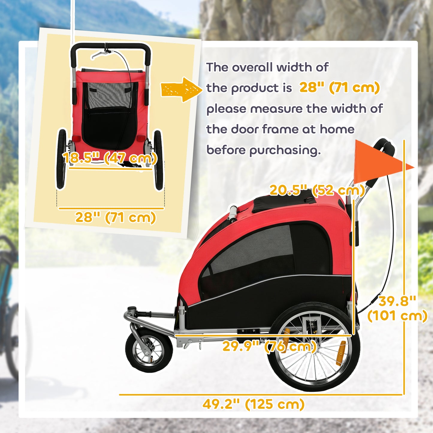 VarietyKart 2 in 1 Dog Bike Trailer, Foldable Pet Stroller, Dog Bicycle Trailer with Suspension, Universal Bicycle Coupl