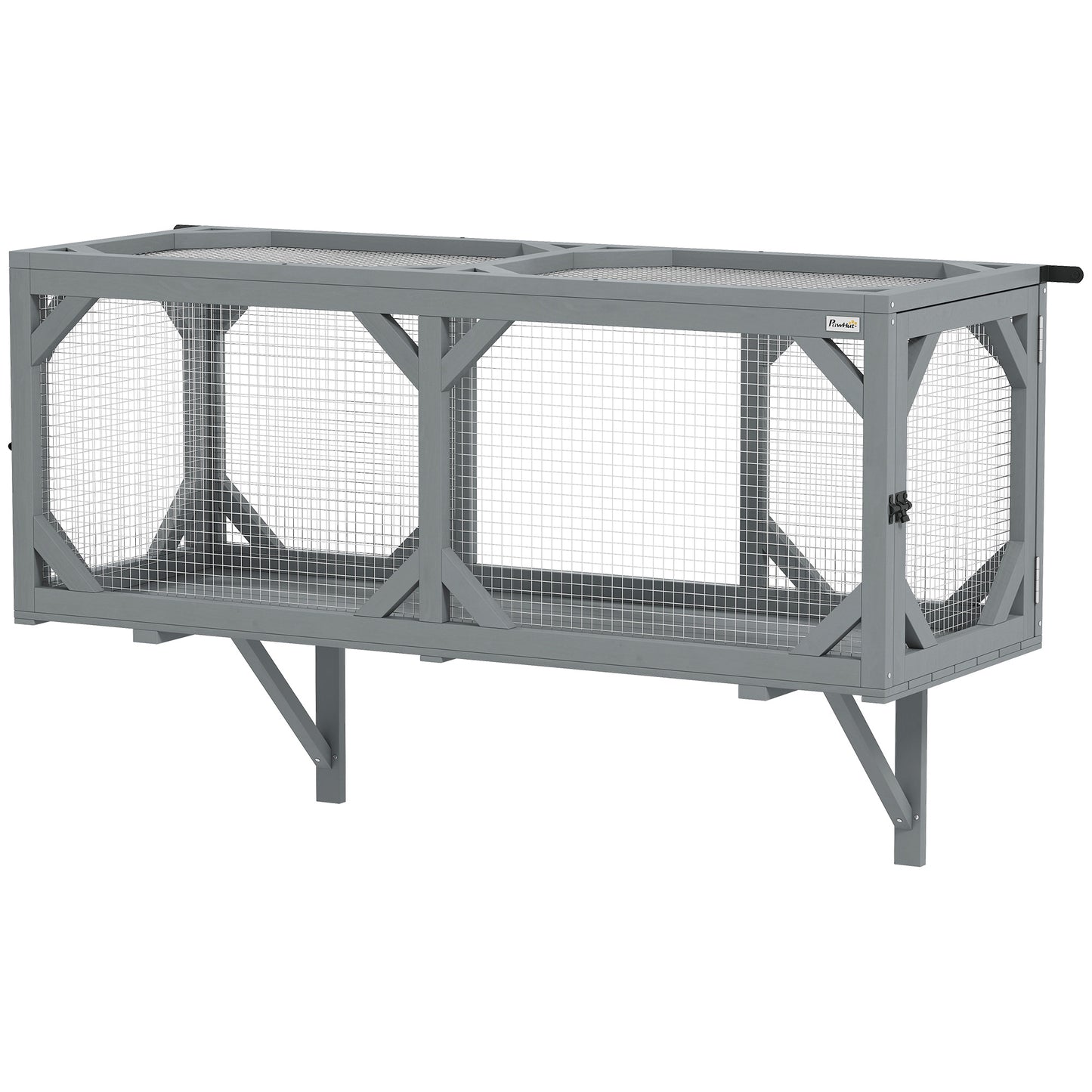 Cat Tunnel, Wooden Catio Outdoor Cat Enclosure with 2 Doors and Extendable Design, Wall-Mounted Pet Run