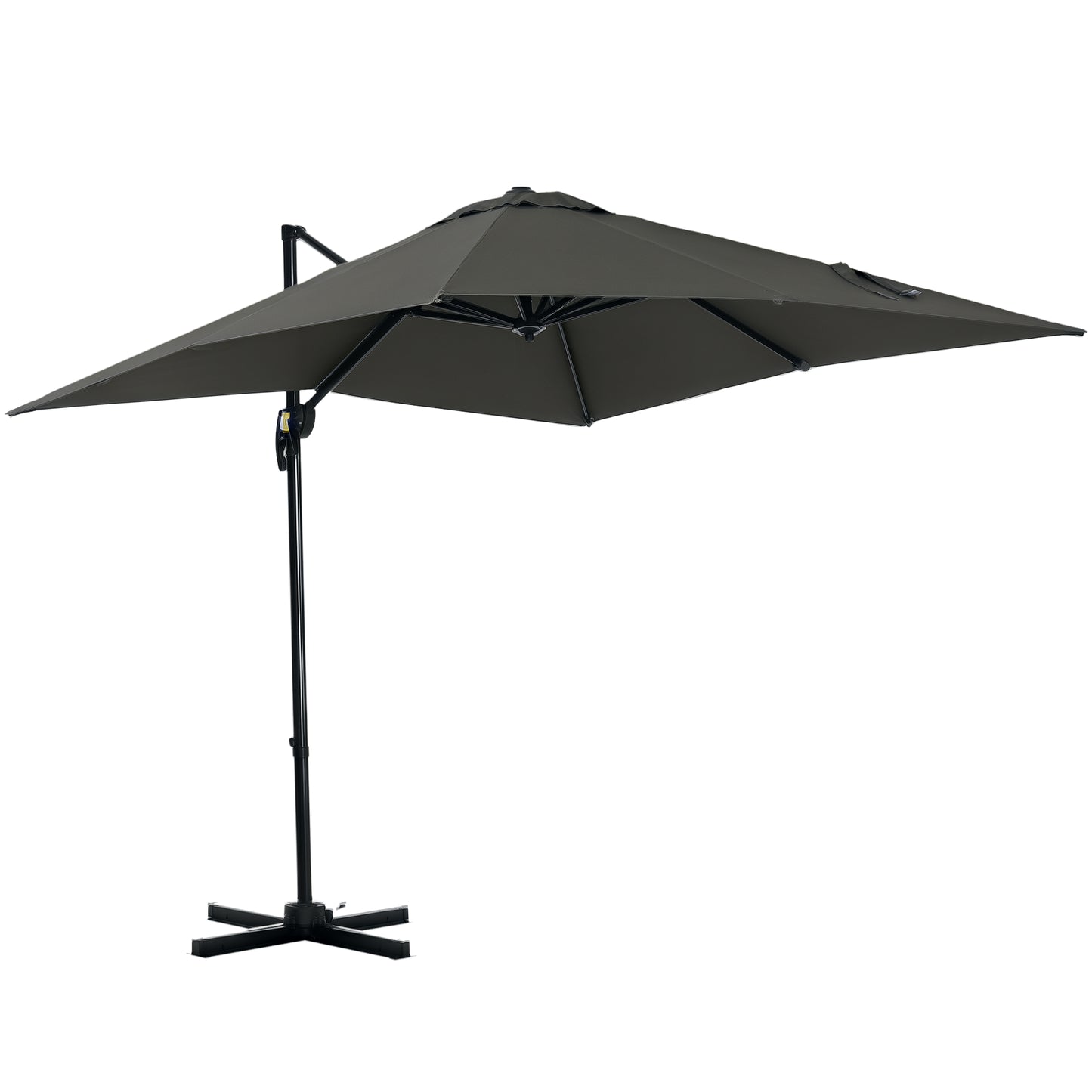 8' x 8' Square Patio Hanging Offset Umbrella with 360° Rotation, Aluminum Outdoor Cantilever Parasol with Crank & Tilt, 